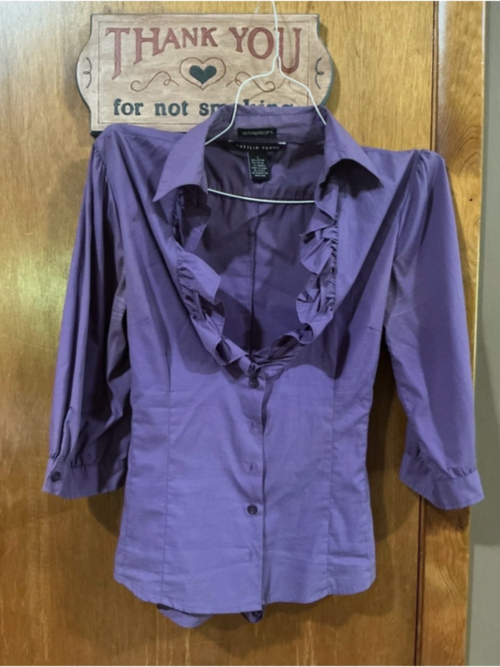 Purple Button Front Women's Top